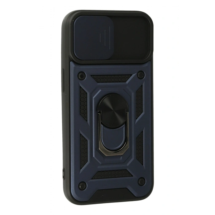 Mey İthalat®   iPhone 13 Kılıf Pars Lens Yüzüklü Silikon - Lacivert