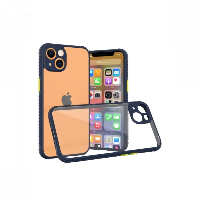 Mey İthalat®   iPhone 13 Mini Kılıf Miami Şeffaf Silikon - Lacivert