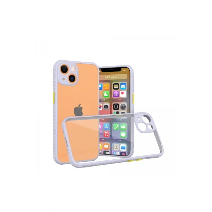 Mey İthalat®   iPhone 13 Mini Kılıf Miami Şeffaf Silikon - Lila