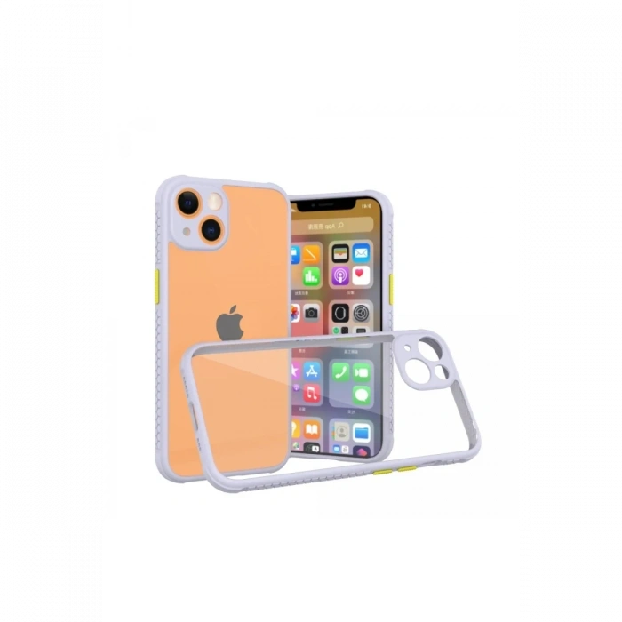 Mey İthalat®   iPhone 13 Mini Kılıf Miami Şeffaf Silikon - Lila