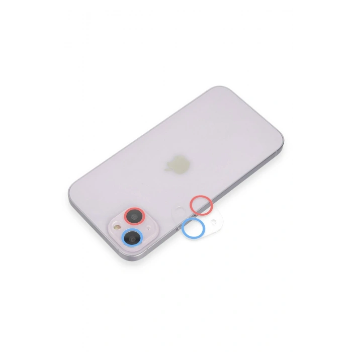 Mey İthalat®   iPhone 13 Mini Renkli Kamera Lens Koruma Cam - Pembe-Mavi