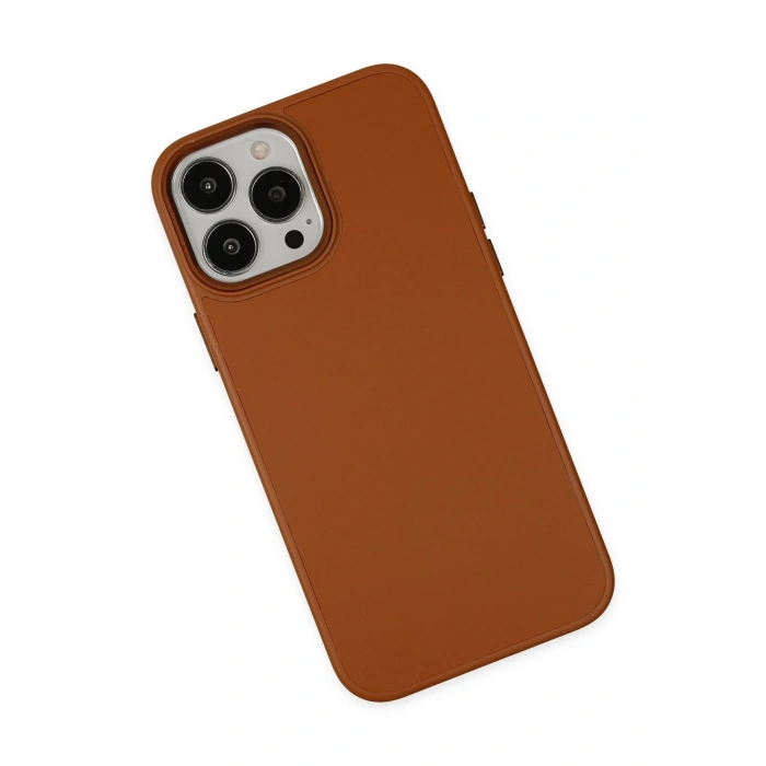 Mey İthalat®   iPhone 13 Pro Kılıf Asya Deri Silikon - Kahverengi
