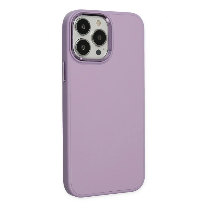 Mey İthalat®   iPhone 13 Pro Kılıf Asya Deri Silikon - Lila