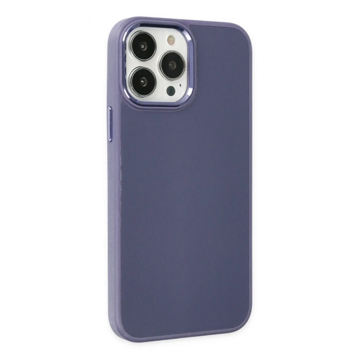 Mey İthalat®   iPhone 13 Pro Kılıf Asya Deri Silikon - Mor