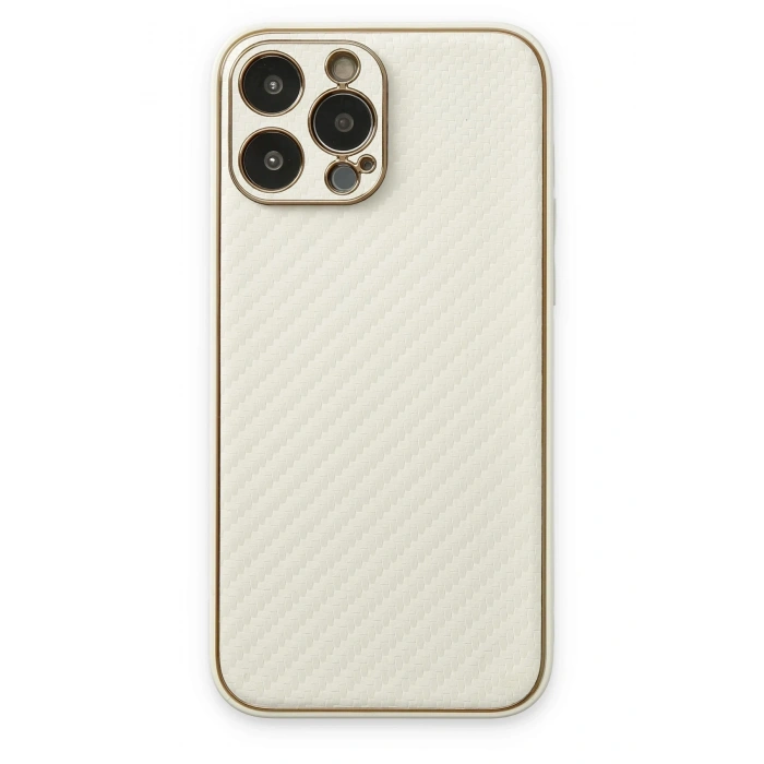 Mey İthalat®   iPhone 13 Pro Kılıf Coco Karbon Silikon - Beyaz