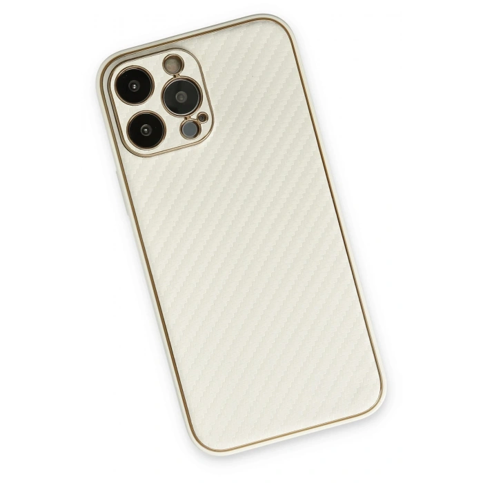 Mey İthalat®   iPhone 13 Pro Kılıf Coco Karbon Silikon - Beyaz