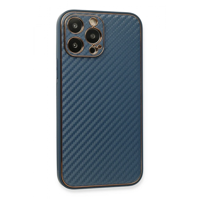 Mey İthalat®   iPhone 13 Pro Kılıf Coco Karbon Silikon - Mavi