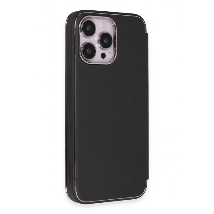 Mey İthalat®   iPhone 13 Pro Kılıf Dolpin Kapaklı - Siyah