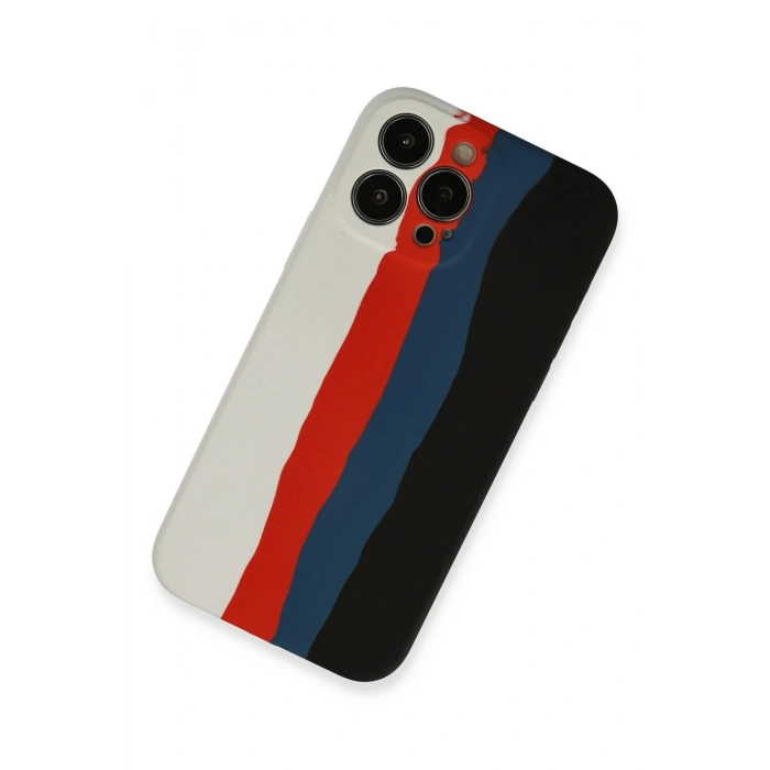 Mey İthalat®   iPhone 13 Pro Kılıf Ebruli Lansman Silikon - Beyaz-Siyah