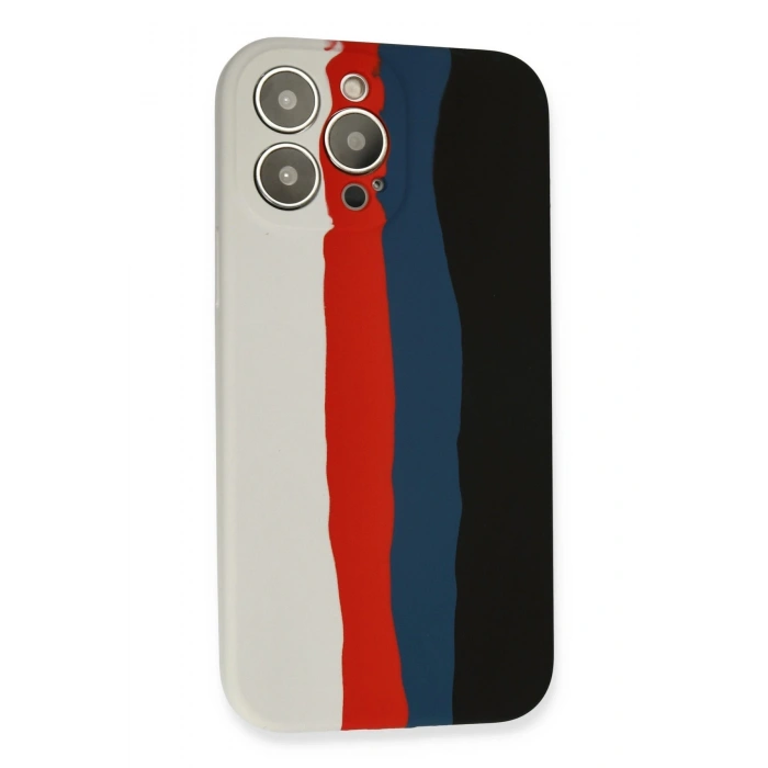 Mey İthalat®   iPhone 13 Pro Kılıf Ebruli Lansman Silikon - Beyaz-Siyah