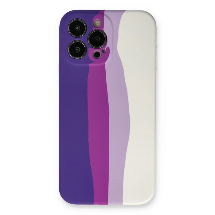 Mey İthalat®   iPhone 13 Pro Kılıf Ebruli Lansman Silikon - Mor-Beyaz