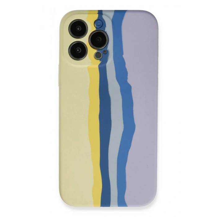 Mey İthalat®   iPhone 13 Pro Kılıf Ebruli Lansman Silikon - Sarı-Lila