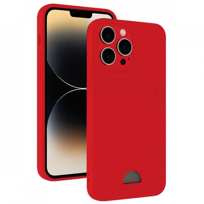 Mey İthalat®   iPhone 13 Pro Kılıf Kelvin Kartvizitli Silikon - Kırmızı
