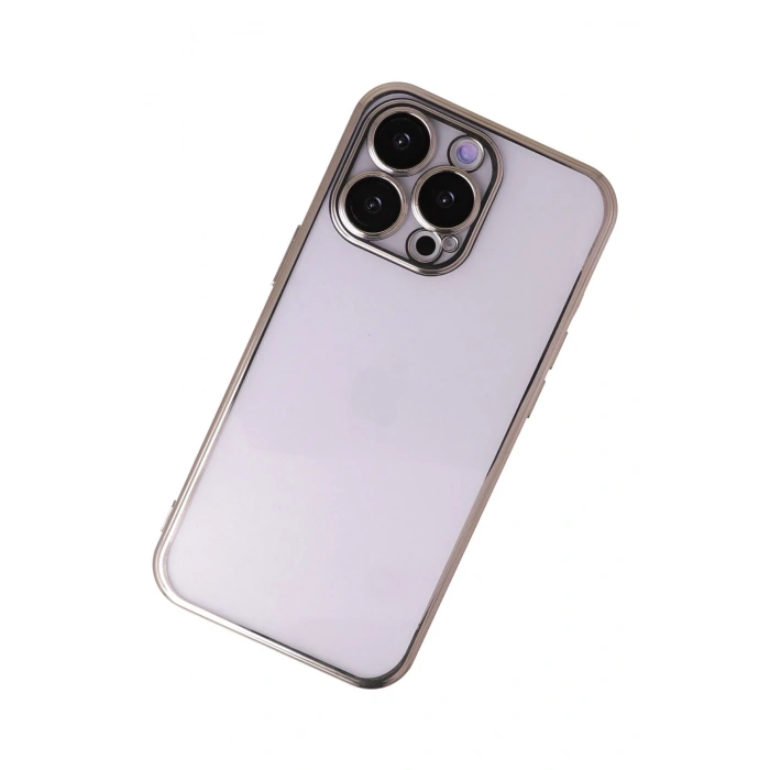 Mey İthalat®   iPhone 13 Pro Kılıf  Lensli Silikon - Gold