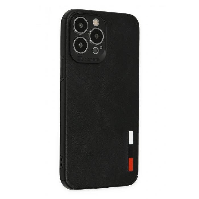 Mey İthalat®   iPhone 13 Pro Kılıf Loop Deri Silikon - Siyah