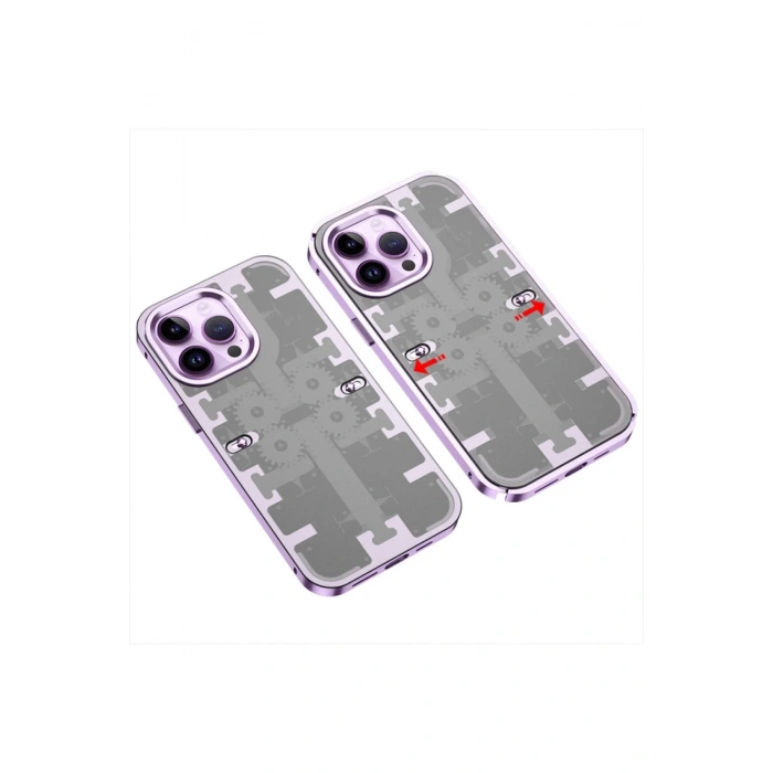 Mey İthalat®   iPhone 13 Pro Kılıf Mekanik Bumper Kapak - Derin Mor
