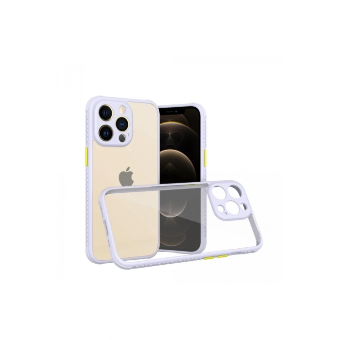 Mey İthalat®   iPhone 13 Pro Kılıf Miami Şeffaf Silikon - Lila