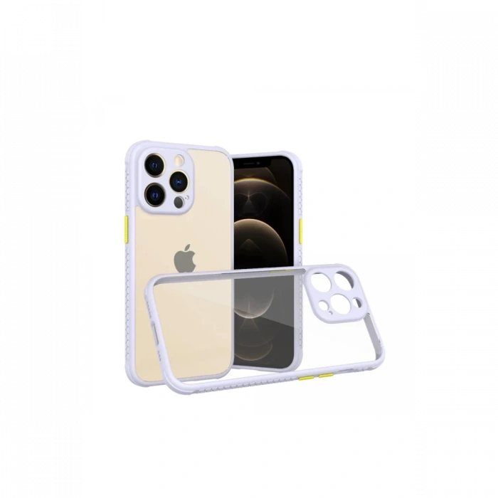 Mey İthalat®   iPhone 13 Pro Kılıf Miami Şeffaf Silikon - Lila
