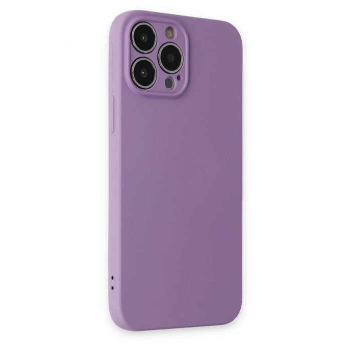 Mey İthalat®   iPhone 13 Pro Kılıf Nano içi Kadife Silikon - Koyu Lila