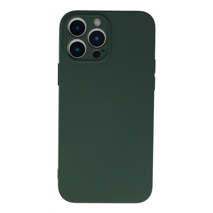 Mey İthalat®   iPhone 13 Pro Kılıf Nano içi Kadife Silikon - Koyu Yeşil