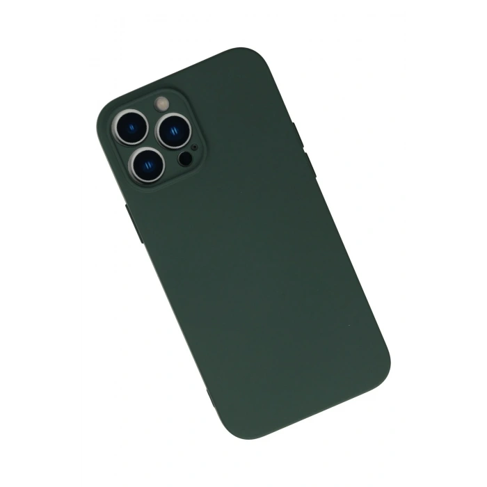 Mey İthalat®   iPhone 13 Pro Kılıf Nano içi Kadife Silikon - Koyu Yeşil