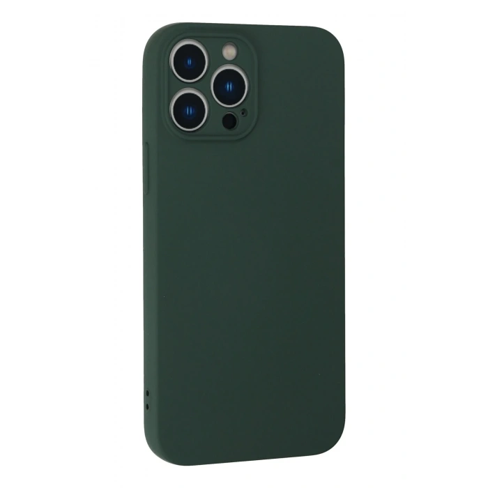 Mey İthalat®   iPhone 13 Pro Kılıf Nano içi Kadife Silikon - Koyu Yeşil