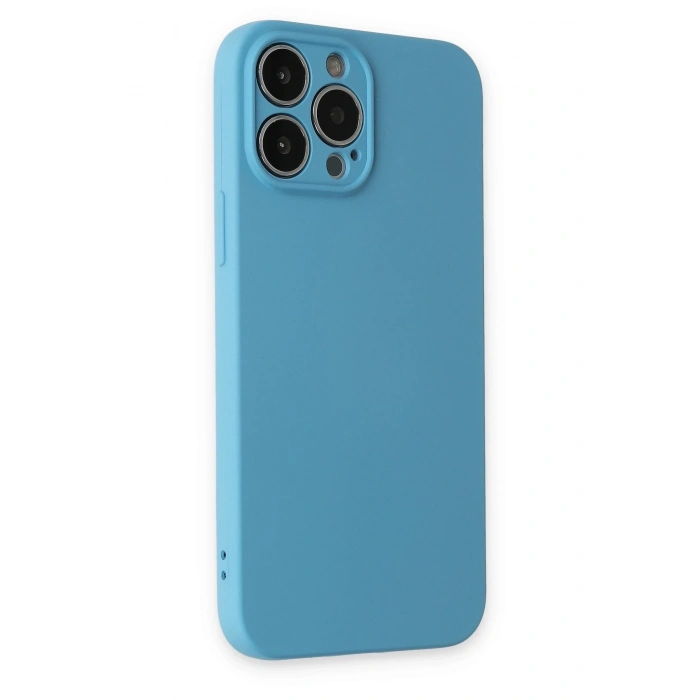 Mey İthalat®   iPhone 13 Pro Kılıf Nano içi Kadife Silikon - Mavi