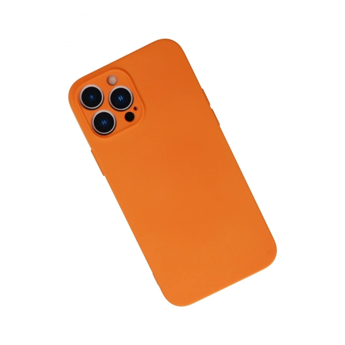 Mey İthalat®   iPhone 13 Pro Kılıf Nano içi Kadife Silikon - Turuncu
