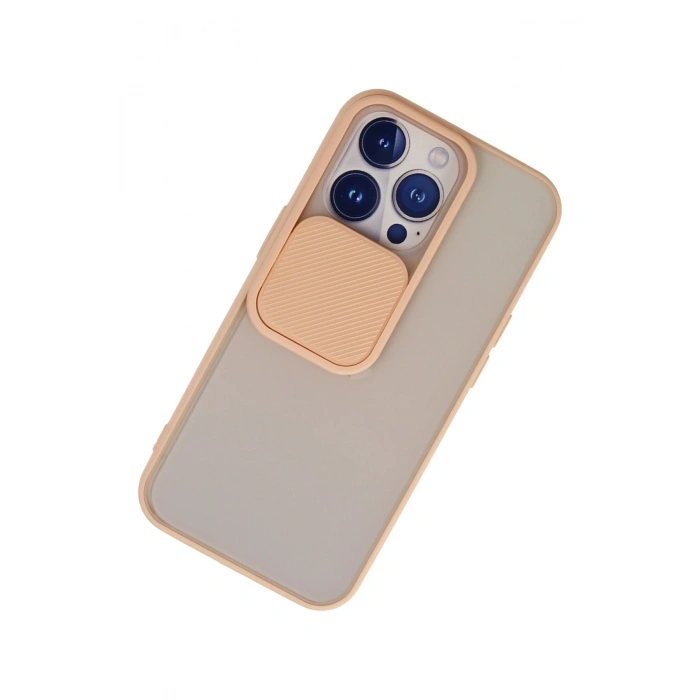 Mey İthalat®   iPhone 13 Pro Kılıf Palm Buzlu Kamera Sürgülü Silikon - Pembe