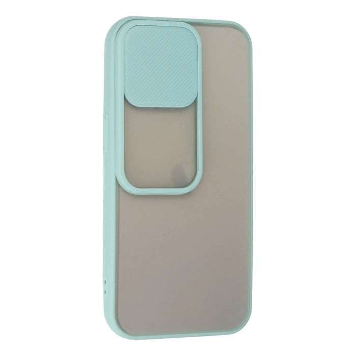 Mey İthalat®   iPhone 13 Pro Kılıf Palm Buzlu Kamera Sürgülü Silikon - Turkuaz