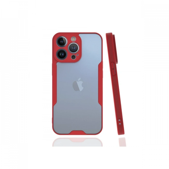 Mey İthalat®   iPhone 13 Pro Kılıf Platin Silikon - Kırmızı