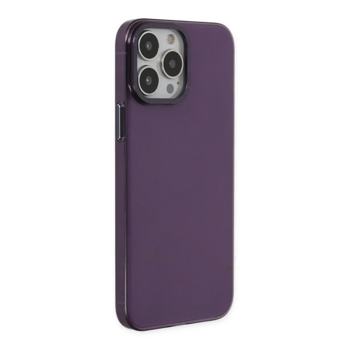 Mey İthalat®   iPhone 13 Pro Max Kılıf Anka PC Sert Metal Kapak - Mor