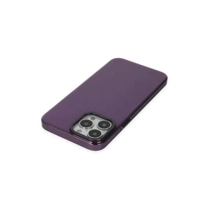 Mey İthalat®   iPhone 13 Pro Max Kılıf Anka PC Sert Metal Kapak - Mor