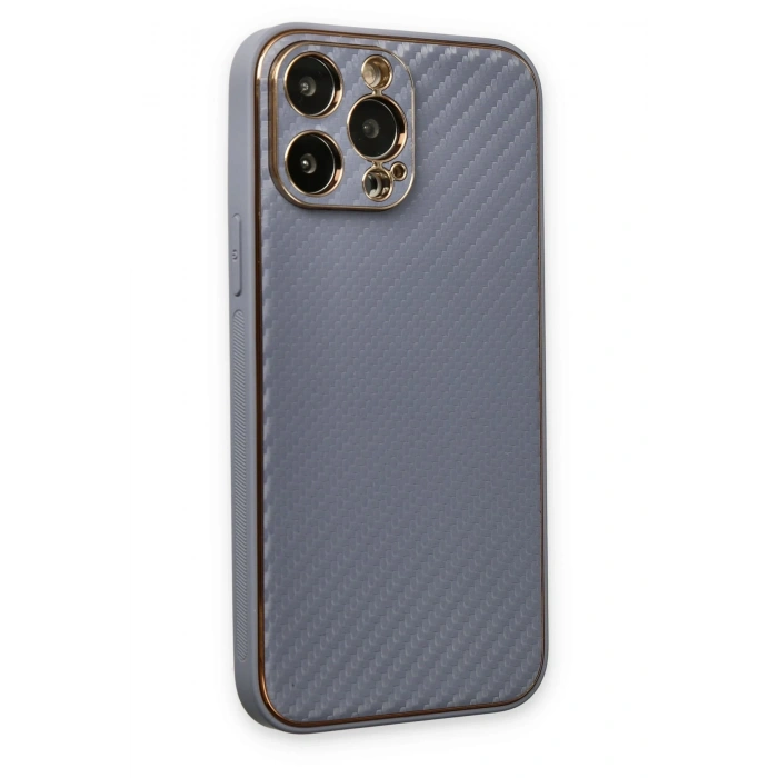 Mey İthalat®   iPhone 13 Pro Max Kılıf Coco Karbon Silikon - Gri