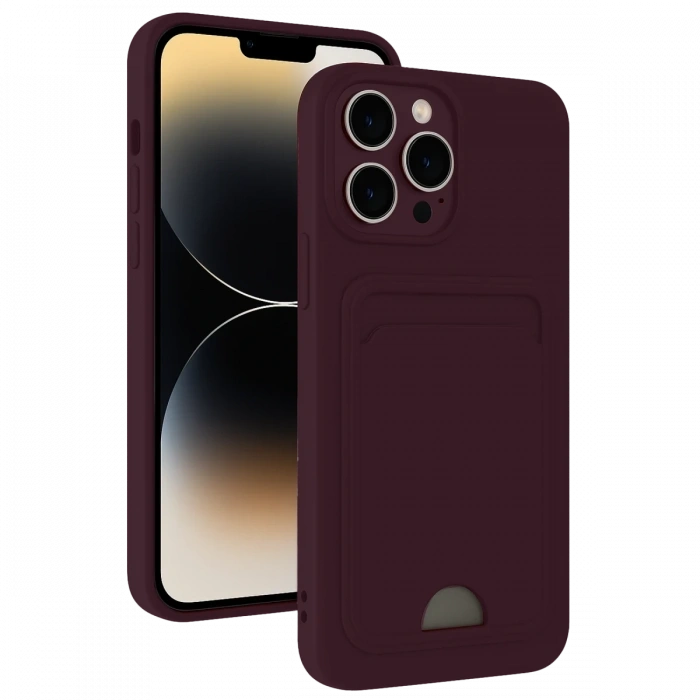 Mey İthalat®   iPhone 13 Pro Max Kılıf Kelvin Kartvizitli Silikon - Derin Mor