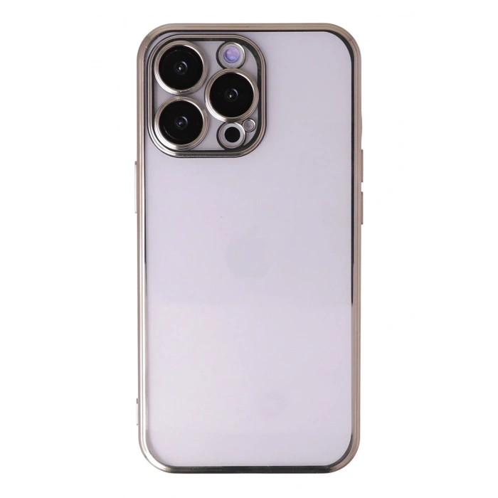 Mey İthalat®   iPhone 13 Pro Max Kılıf  Lensli Silikon - Gold
