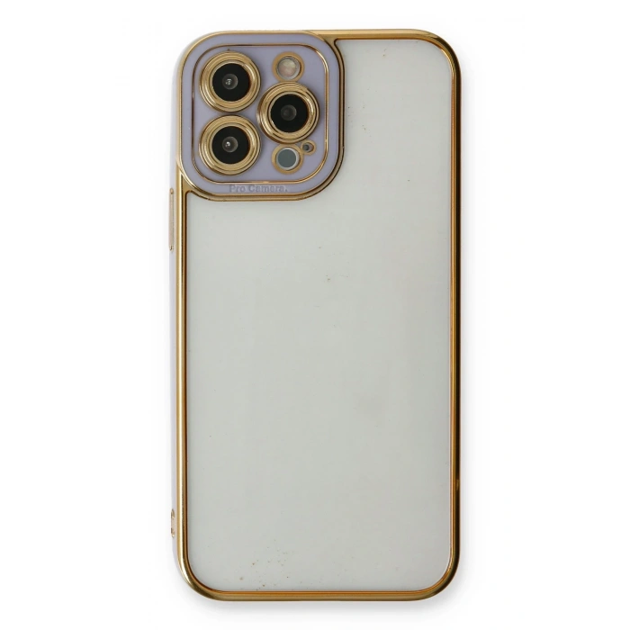 Mey İthalat®   iPhone 13 Pro Max Kılıf Liva Lens Silikon - Lila