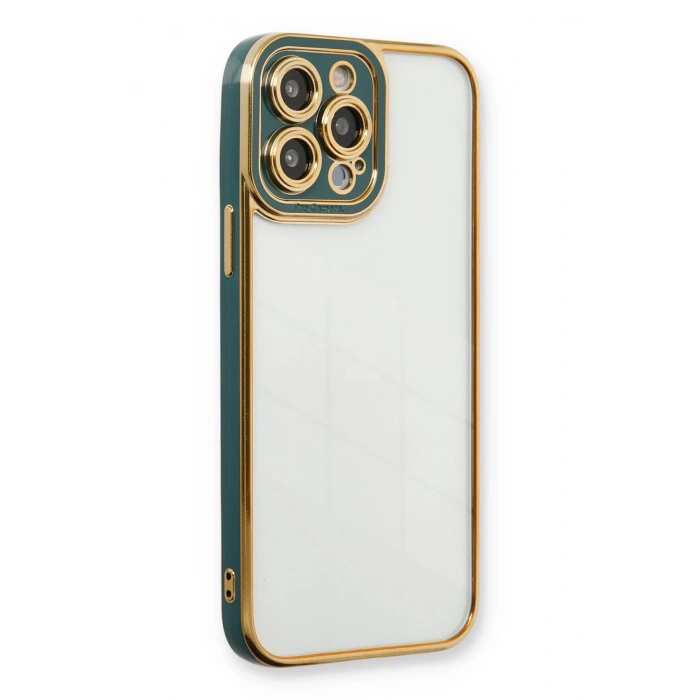 Mey İthalat®   iPhone 13 Pro Max Kılıf Liva Lens Silikon - Yeşil