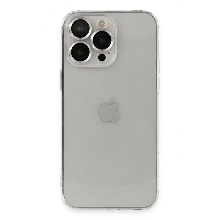 Mey İthalat®   iPhone 13 Pro Max Kılıf Luko Lens Silikon - Gümüş