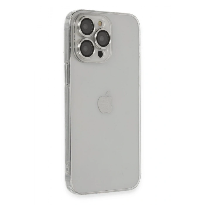 Mey İthalat®   iPhone 13 Pro Max Kılıf Luko Lens Silikon - Gümüş
