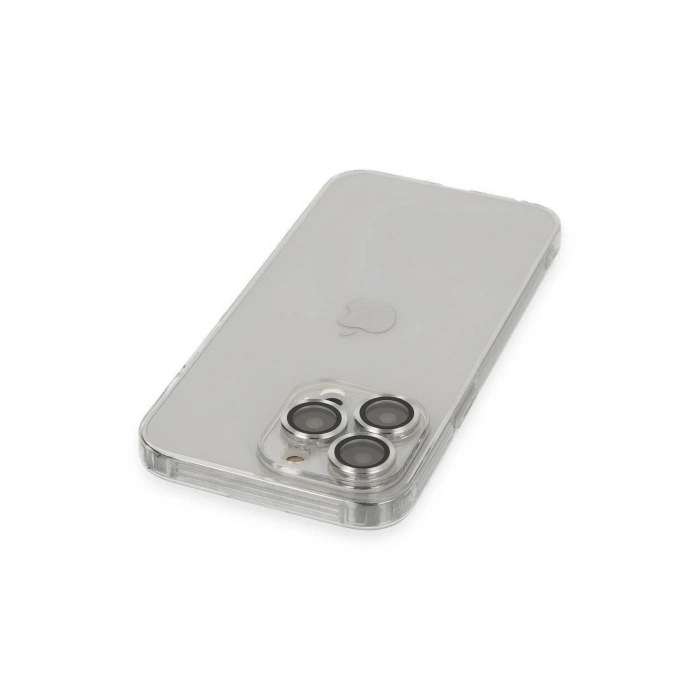 Mey İthalat®   iPhone 13 Pro Max Kılıf Luko Lens Silikon - Gümüş