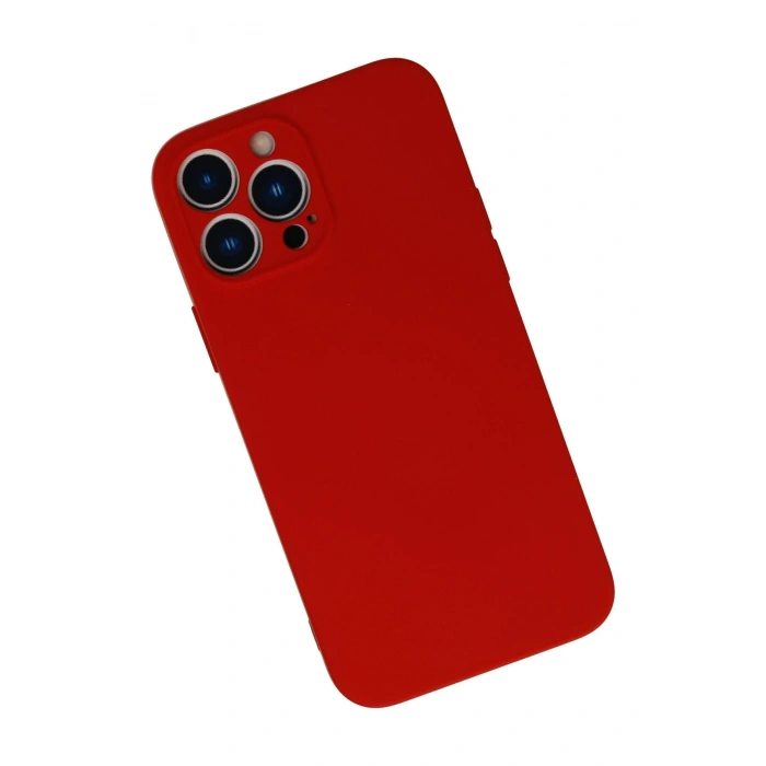 Mey İthalat®   iPhone 13 Pro Max Kılıf Nano içi Kadife Silikon - Kırmızı