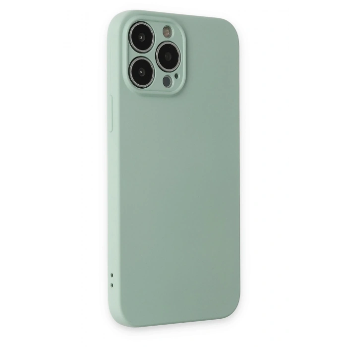 Mey İthalat®   iPhone 13 Pro Max Kılıf Nano içi Kadife Silikon - Su Yeşili