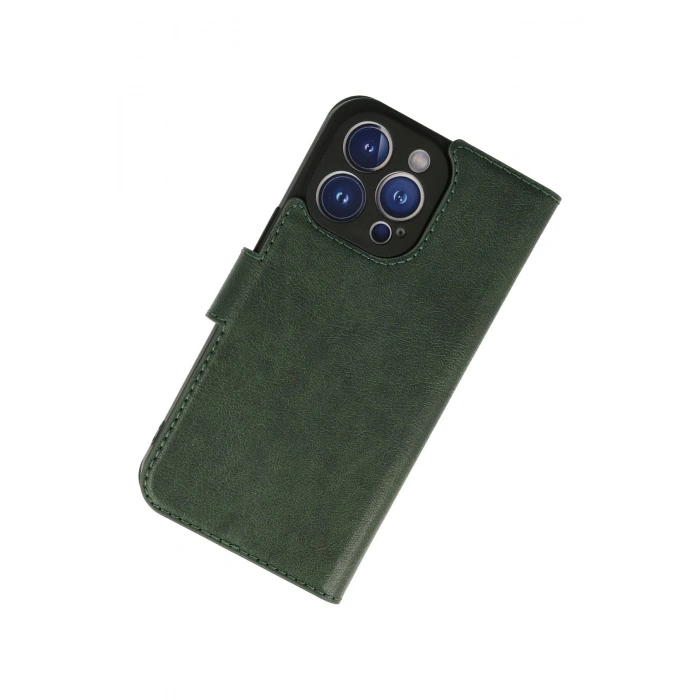 Mey İthalat®   iPhone 13 Pro Max Kılıf Trend S Plus Kapaklı Kılıf - Yeşil