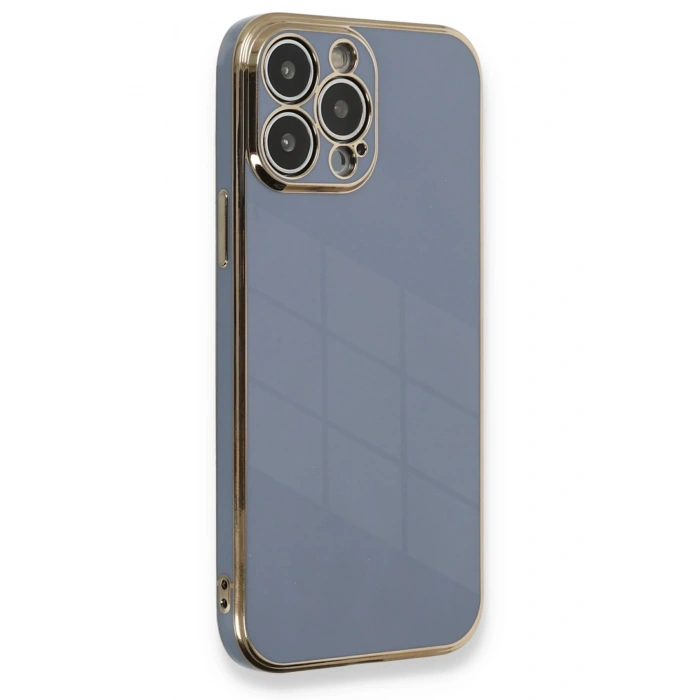 Mey İthalat®   iPhone 13 Pro Max Kılıf Volet Silikon - Mavi