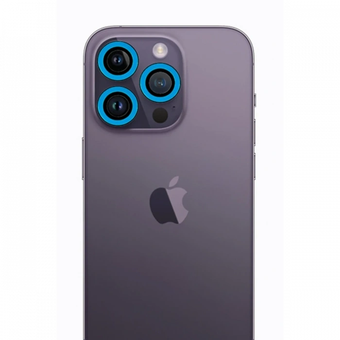 Mey İthalat®   iPhone 13 Pro Max Neon Fosforlu Kamera Lens - Mavi