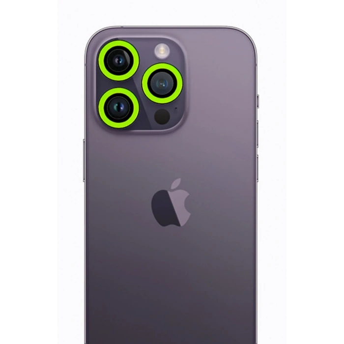 Mey İthalat®   iPhone 13 Pro Max Neon Fosforlu Kamera Lens - Yeşil