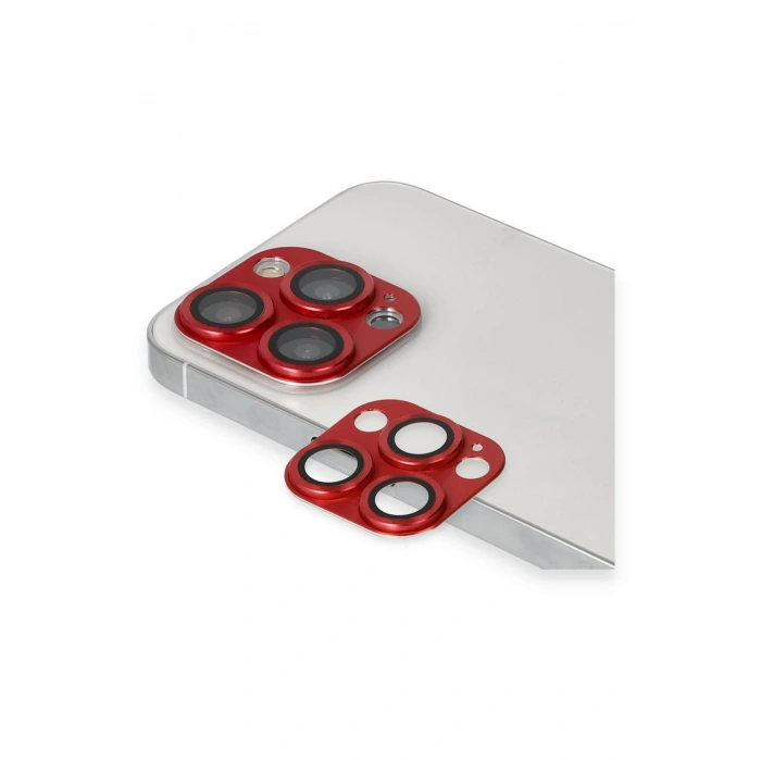 Mey İthalat®   iPhone 13 Pro Max Pers Alüminyum Kamera Lens - Kırmızı