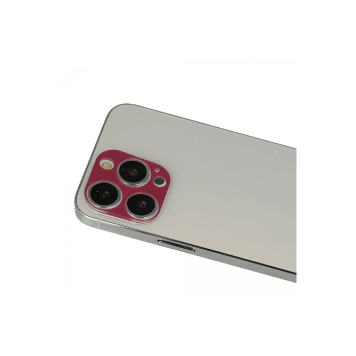 Mey İthalat®   iPhone 13 Pro Max Rainbow Kamera Lens Koruma Cam - Koyu Kırmızı