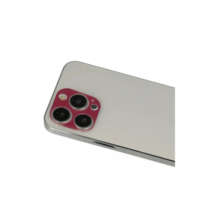 Mey İthalat®   iPhone 13 Pro Max Rainbow Kamera Lens Koruma Cam - Koyu Kırmızı